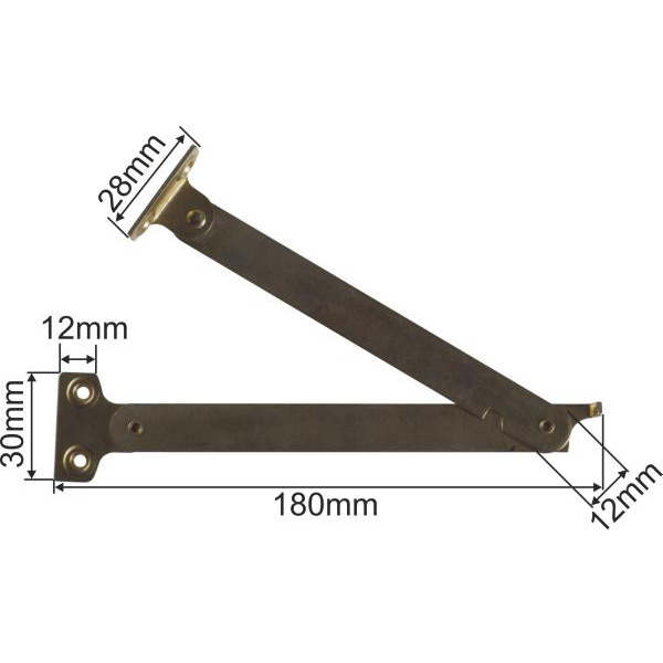 Sekretärschere antik, alt, Sekretärscharnier historisch, rechts, Messing poliert unlackiert. Klapptischschere aus Blech gestanzt und geprägt. Bild 3