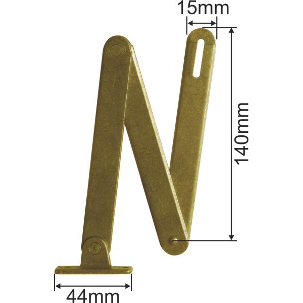 Sekretärschere antik, alt, Sekretärscharnier rustikal, aus Messing roh, rechts+links verwendbar, 38cm. Aus Blech gestanzt und geprägt. Bild 3