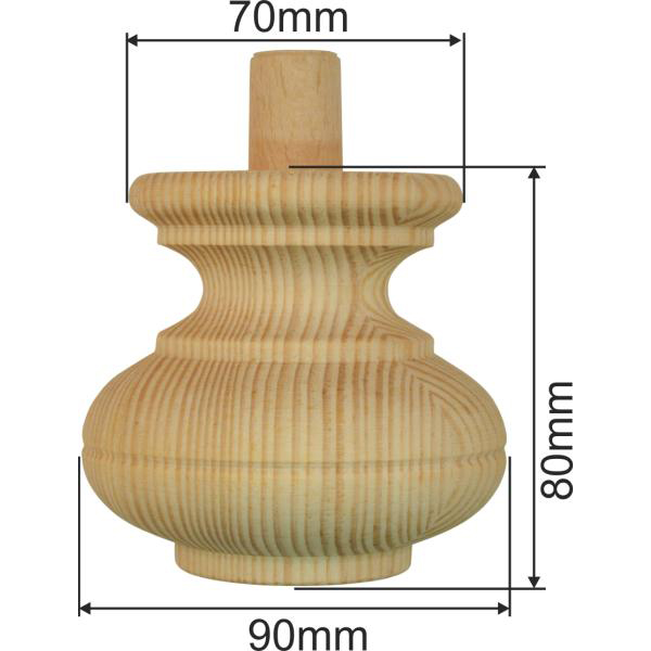 Holzfuß retro antik, Möbelfuß antik, Kirschbaum, Ø 90mm, Möbelfuss Holz Bild 3