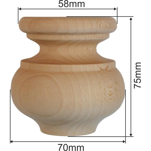 Holzfuß antiker, Möbelfuß antik, Fichte, Ø 70mm, Möbelfuss Holz Bild 3