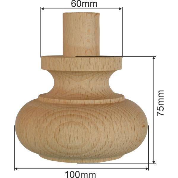 Holzfuß antik, Möbelfuß antiker, Fichte, Ø 100mm, Möbelfuss aus Holz Bild 3