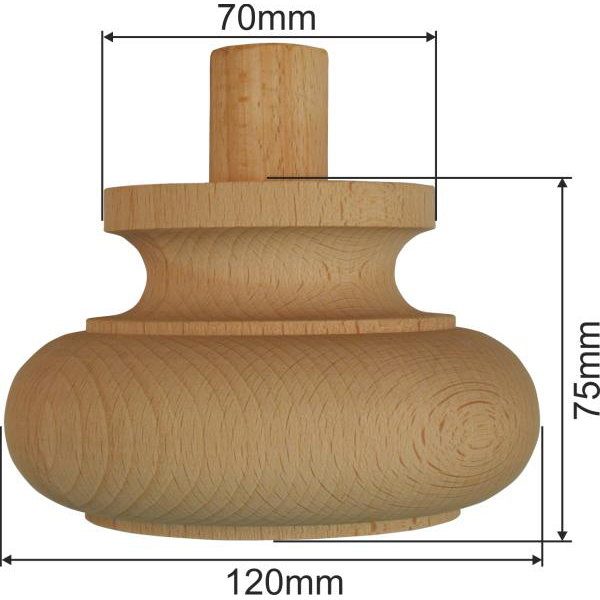 Holzfuß antik, Möbelfuß antiker, Buche, Ø 120mm, Möbelfuss Holz alter Bild 3