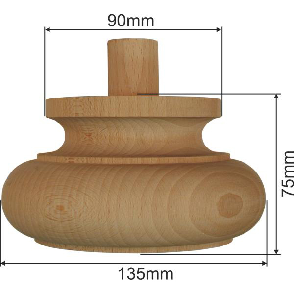 Holzfuß antik, Möbelfuß retro aus Buche, Ø 135mm, Möbelfuss Holz Bild 3