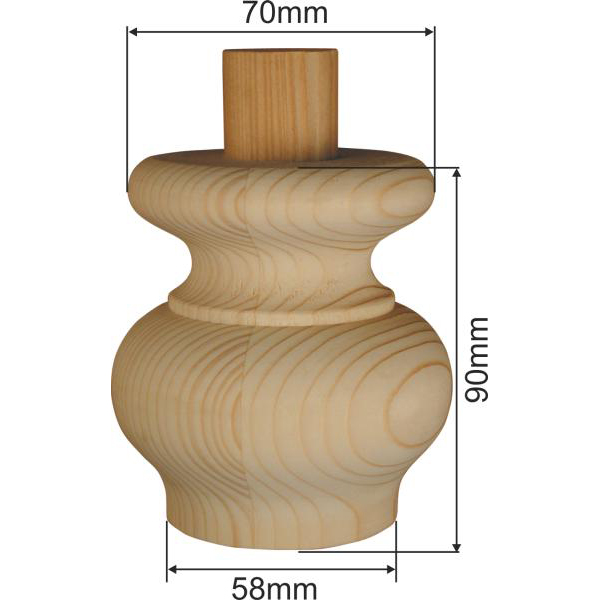 Möbelfüße Holz, Kugelfüße alt, Holzfuß antik, Möbelfuß antiker aus Fichte, Ø 85mm Bild 3