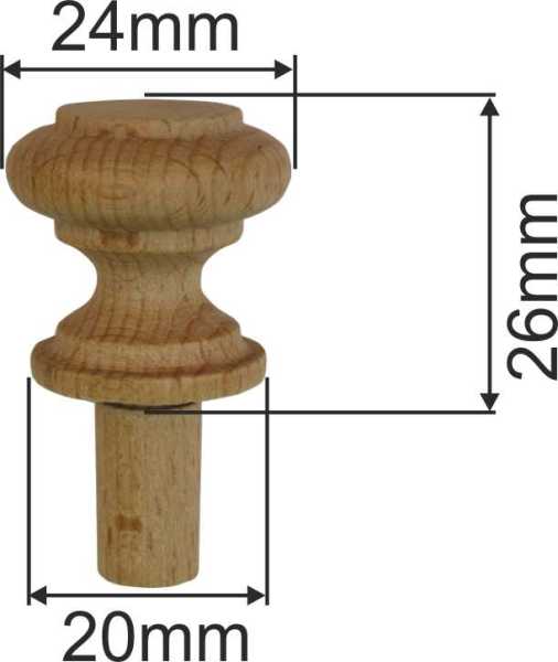 Holzknopf antik, alt, Holz Möbelknopf, aus Fichte, Ø 24mm Bild 3