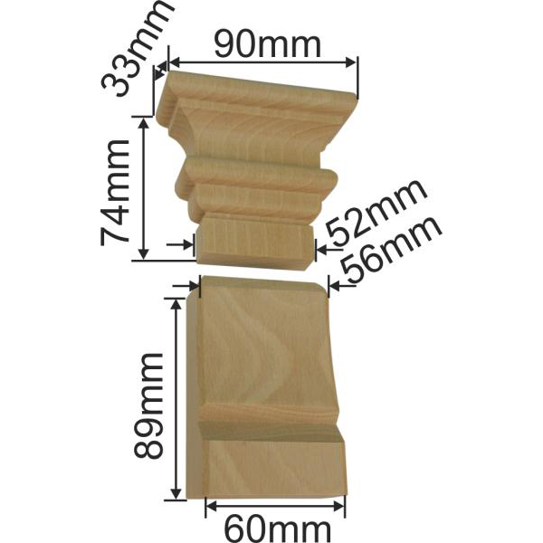 Holzkapitell für Fenster, Kapitell aus Holz, Holzzierteil antik, Holzkapitell, Kapitelle, 2-teilig Buche Bild 3