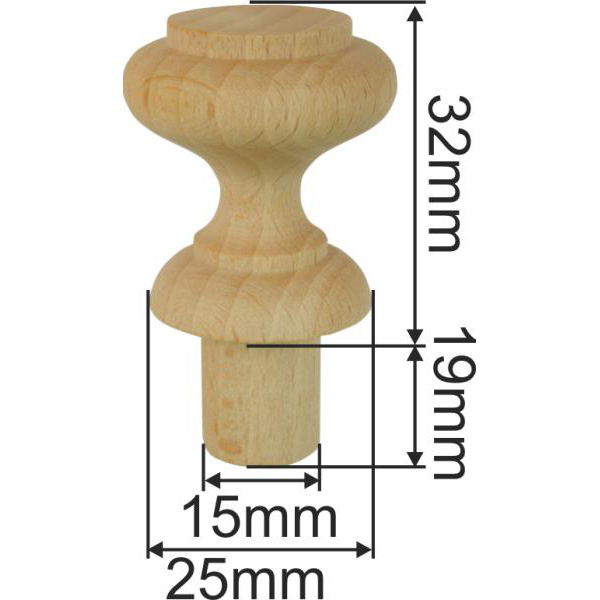 Holzknopf aus Fichte gedrechselt, antik, Ø 28,5mm, für alte und neu Möbel Bild 3