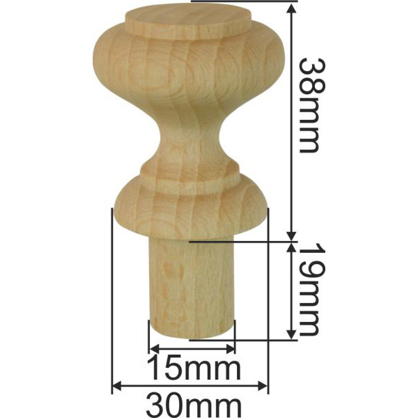 Holzknopf in Buche, gedrechselt, antik, Ø 35mm, beste Qualität Bild 3