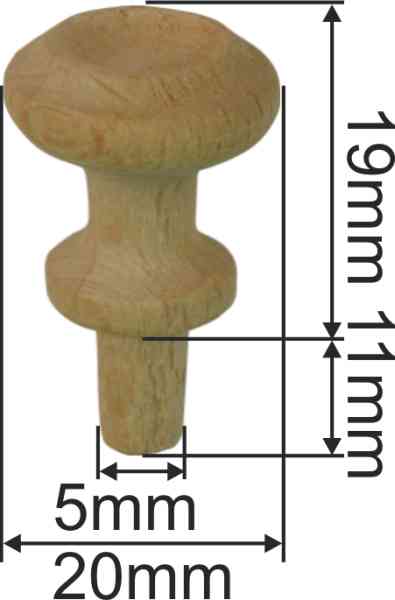 Holzknopf aus Buche gedrechselt, Ø 20mm, kleiner Möbelknopf aus Holz Bild 3