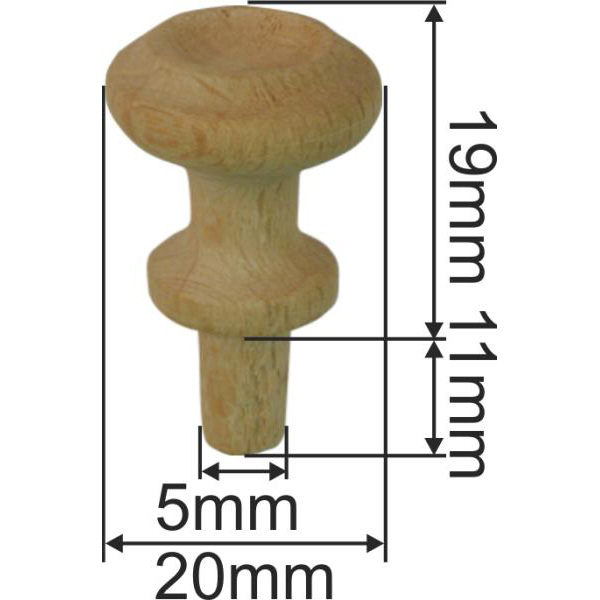 Holzknopf aus Buche gedrechselt, Ø 20mm, kleiner Möbelknopf aus Holz Bild 3