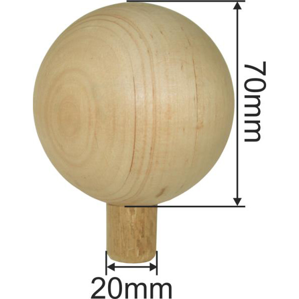 Holzkugel antike, Holzzierteil antik aus Kiefer, Ø 70mm Bild 3