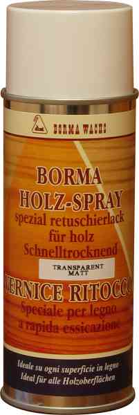 Borma Holzspray, Nitrolack für Holz und Metall, 400ml, hochglänzend farblos, Klarlack