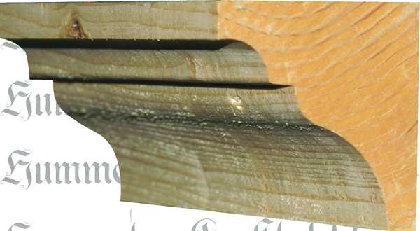 Holzprofilleiste gefräst, Holzleiste antik, Holzzierleiste alt, Fichte, 95cm, 55x55mm
