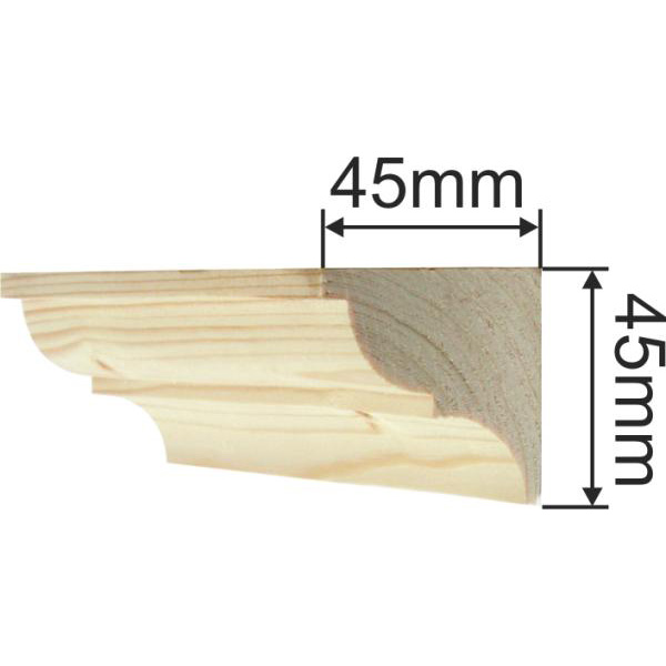 Holzprofilleiste, Holzleiste antike, Holzzierleiste alt, Fichte, 45cm, 45x45mm Bild 3