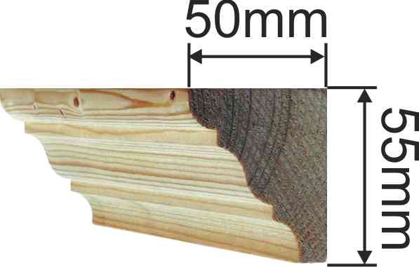Holzprofilleiste gefräste, Holzleiste antik, Holzzierleiste alt, Fichte, 2,4m, 55x50mm Bild 3