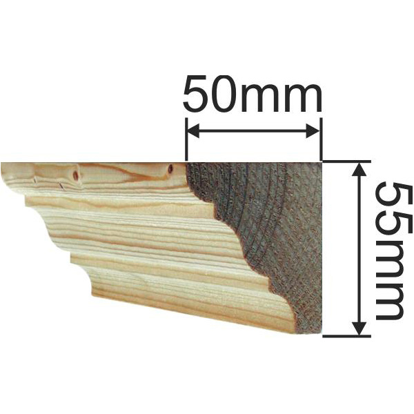 Holzprofilleiste, Holzleiste antike, Holzzierleiste alt, Fichte, 45cm, 55x50mm Bild 3