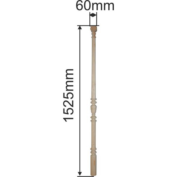 Schranksäule, Fichte, 3-teilig, Holzsäule gedrechselt, Holzsäulen alt, antik Bild 3