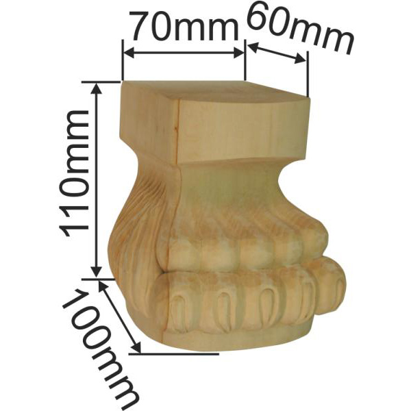 Löwentatze, Linde geschnitzt, Höhe: 110mm, Breite: 102mm Bild 3