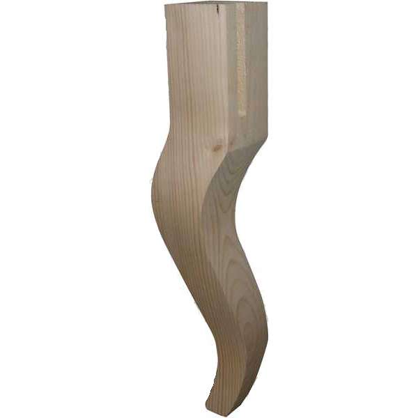 Couchtischfuß antik konisch geschwungen gefräst, Holz Sofafuß aus Fichte, kurz, Massivholz, Couchtischbein