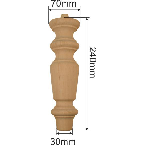 Sofafuß aus Holz gedrechselt, Couchfuß, Erle, 24cm hoch Bild 3