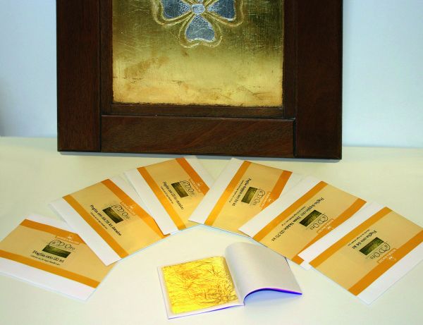 Blattgold im Transferbuch. 22 kt. Super Qualität, Transfergold, 25 Blatt 8x8 cm