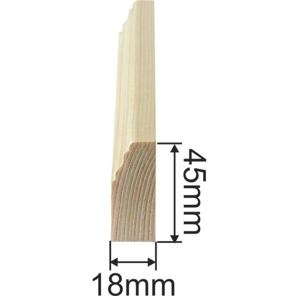 Holzprofilleiste, Holzleiste antik, Fichte, 2,4m, 45x18mm Bild 3