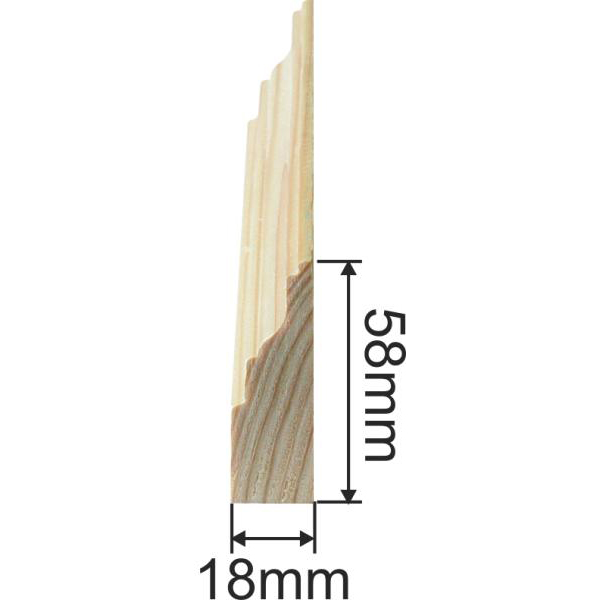 Holzprofilleiste, Holzleiste antik, Fichte, 2,4m, 58x18mm Bild 3