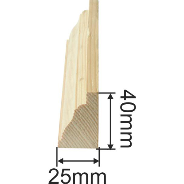 Holzprofilleiste, Holzleiste antik, Fichte, 2,4m, 40x26mm Bild 3