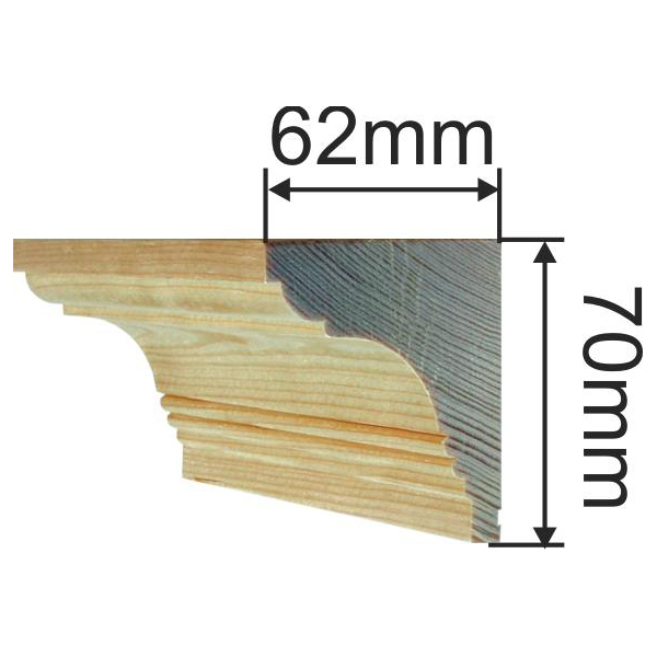 Holzprofilleiste, Holzleiste antik, Fichte, 2,4m, 70x62mm Bild 3