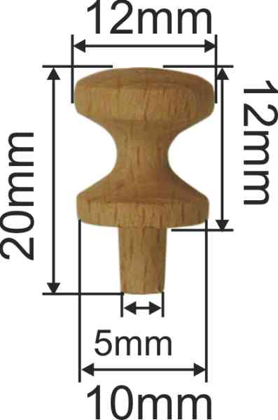Holzknopf, Buche, Ø 12mm, sehr kleiner Möbelknopf aus Holz Bild 3