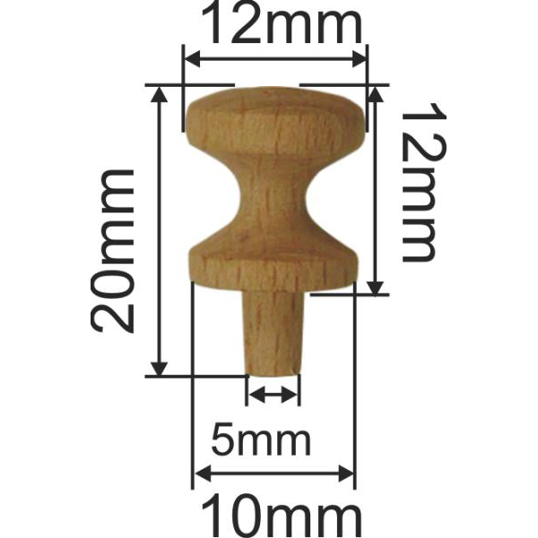 Holzknopf, Buche, Ø 12mm, sehr kleiner Möbelknopf aus Holz Bild 3