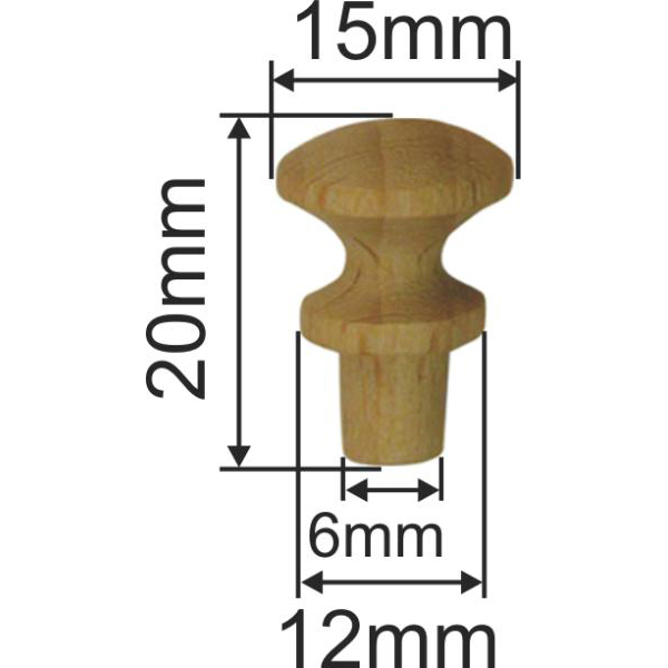 Holzknopf, Buche, Ø 13,5mm, kleiner Möbelknopf aus Holz Bild 3