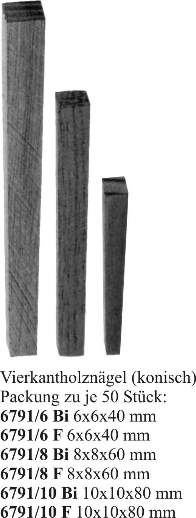 Vierkant Holznägel antik, Holznägel alt, Holznagel, Birke konisch, 50 Stück 10x10x80mm Bild 2