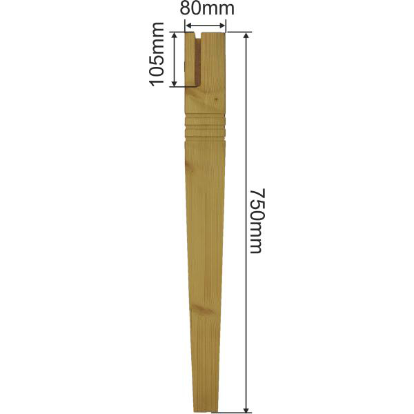 Tischfuß antik gefräst, Tischbeine aus Holz, konisch gefräste, Fichte, Massivholz Bild 3