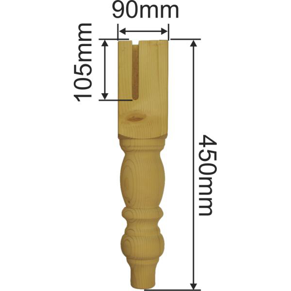 Tischfuß antik gedrechselt, Tischbein Holz, kurz, Fichte, Tischbeine Massivholz Bild 3