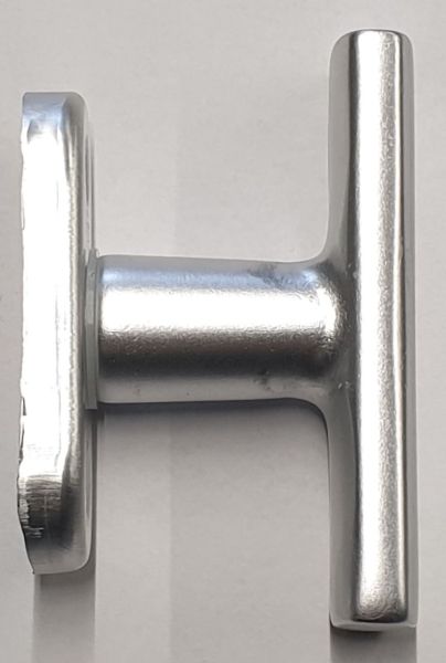 Fenstergriff alter, T-Griff, Aluminium-Vollolive, Alu natur eloxiert, Kreuz-Fensterolive Jugendstil und neuere Zeit Bild 2