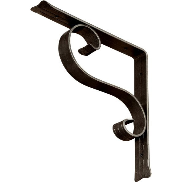 Regalträger antik schwarz, Konsole alt, Eisen geschmiedet, Ausladung: 250mm, Metallkonsole rustikal