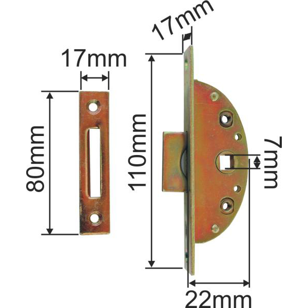 Einsteckeinreiber mit Zunge u. Zubehör, Eisen verzinkt, Dornmaß 13mm, Vierkant 7mm. Bild 3