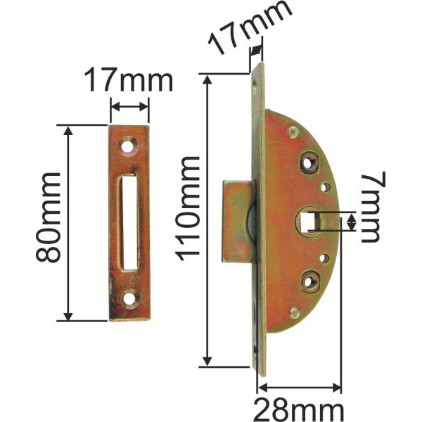 Einsteckeinreiber antik mit Zunge und Zubehör, Eisen verzinkt, Dornmaß 17mm Bild 3