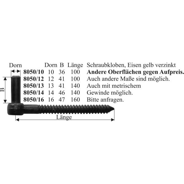 Fensterladen Schraubkloben, Einschraubkloben, Fensterladen Haken, Fensterladenkloben 10mm, Eisen gelb verzinkt Bild 3