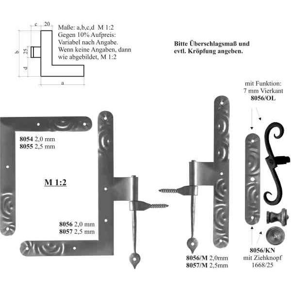 Fensterolive, Eisen blank, mit Funktion: 7 mm Vierkant, Fensterbeschläge historisch, Landhausstil Bild 3