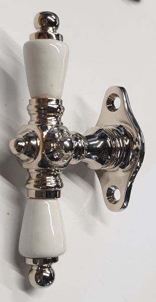 Antike Fenstergriffe, Fensteroliven alte, aus Messing und glänzend vernickelt, Gründerzeit