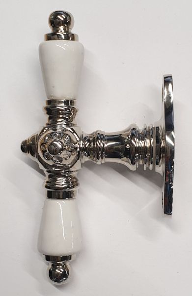 Antike Fenstergriffe, Fensteroliven alte, aus Messing und glänzend vernickelt, Gründerzeit Bild 2