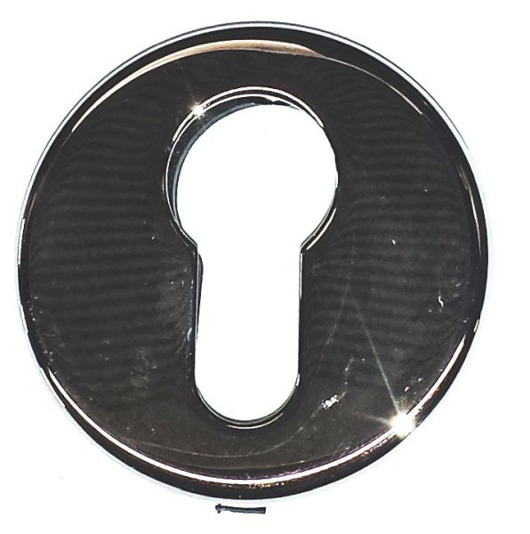 PZ-Rosette, Messing vernickelt, mit Kunststoffunterteil zum anschrauben