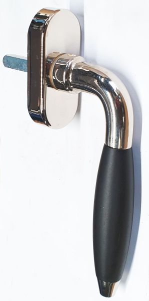 Antike Fenstergriffe, Fensterolive alt, aus Messing dann glänzend vernickelt, Jugendstil