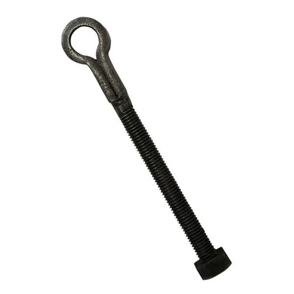 Schlaufe mit metrischem Gewinde für Band, Eisen handgearbeitet, schwarz, Innendurchmesser 11,5mm, zum durchschrauben