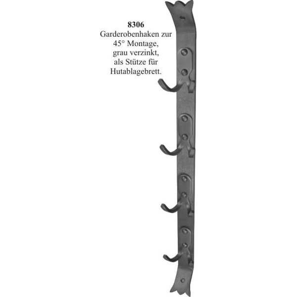 Garderobenhaken rustikal für Hutablage, Kleiderhaken grau verzinkt Bild 3