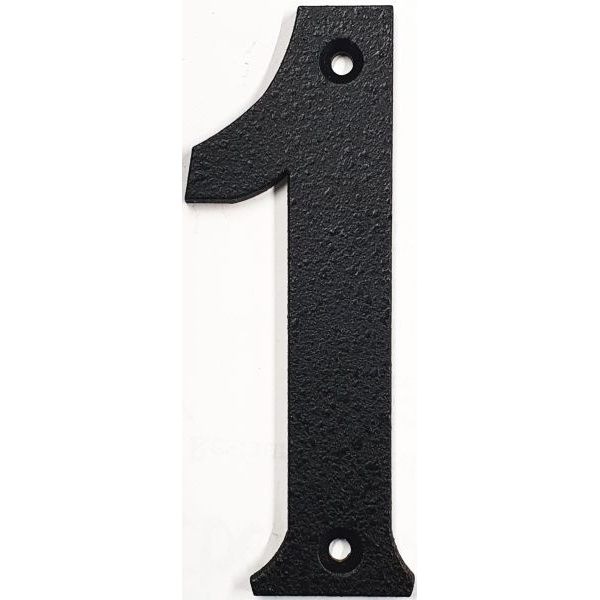 Hausnummer 1 Eisen schwarz antik , Höhe: 110mm. Schmiedeeisen Alte Schriftart