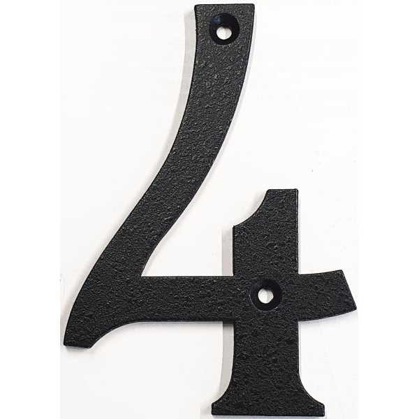 Hausnummer 4 Eisen schwarz antik , Höhe: 110mm. Alte Schriftart