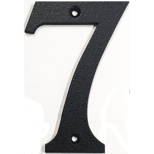 Hausnummer 7 Eisen schwarz antik , Höhe: 110mm. Alte Schriftart